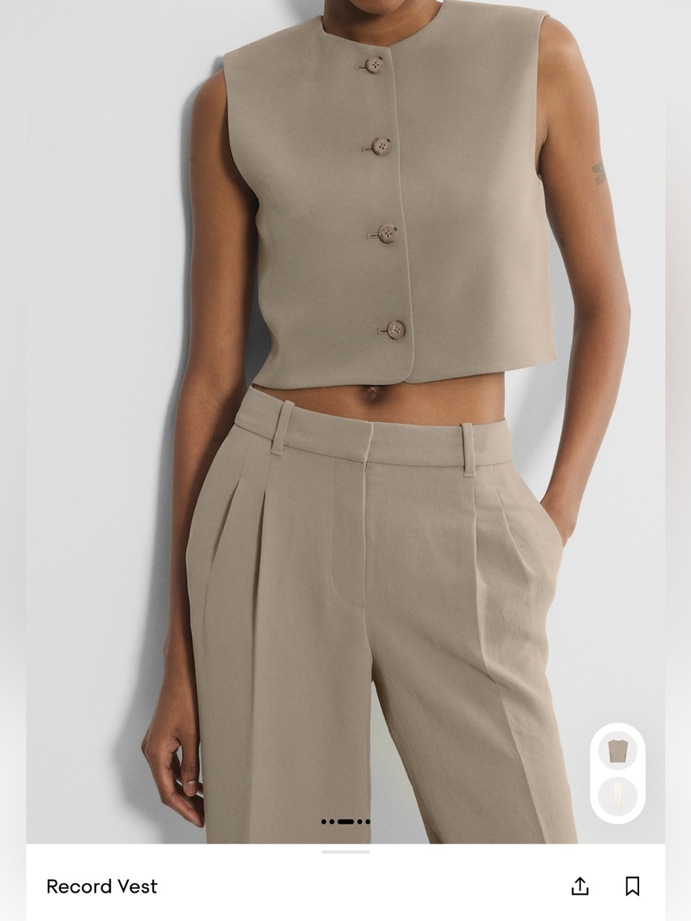 Aritzia Babaton Record Vest Taupe NWOT